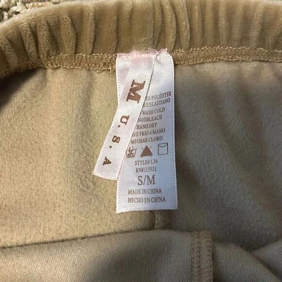 Size medium camel colored velour leggings. Unknown brand. - Picture 3 of 3